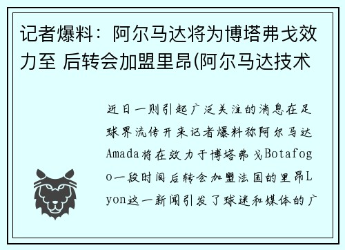 记者爆料：阿尔马达将为博塔弗戈效力至 后转会加盟里昂(阿尔马达技术特点)